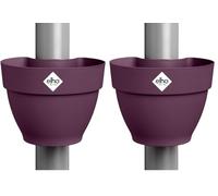 Elho Vibia Campana Pot Gouttière 40 - Pot De Fleurs pour Extérieur - Ø 21.6 x H 16.3 cm - Violet/Mauve Érable (Lot de 2)