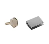 eliga Aimant de porte 22 mm avec plaque adhésive en U pour portes en verre 8 mm