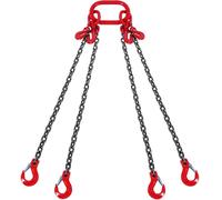 Élingue chaîne 4 brins G80, 6mmx1,5m, charge 2993kg, crochets/ajusteurs, chantier