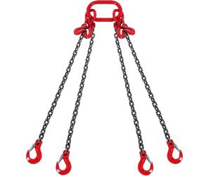 Élingue chaîne 4 brins G80, 6mmx1,5m, charge 2993kg, crochets/ajusteurs, chantier