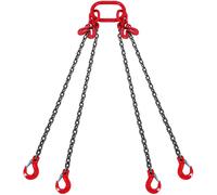 Élingue chaîne 4 brins G80, 8mmx3m, charge 5T, crochets/ajusteurs, chantier