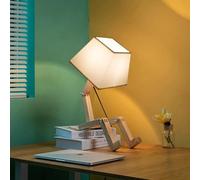 ELINKUME Lampe de Table Robotique Dimmable, Abat-Jour Carré en Bois Massif pour Enfants, Chevet, Bureau, Salon (Cadeau)