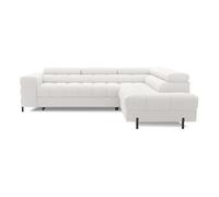 Best mobilier Canapé d'angle droit Elisa 5 places convertible coffre tissu bouclette Blanc