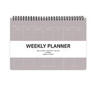 Elite Check Planificateur hebdomadaire et journalier à spirale non daté avec case à cocher, note gratuite, 250 x 170 mm (gris)