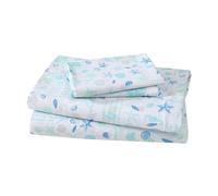 Elite Home Products Inc. Parure de lit en Microfibre imprimée côtière, Bleu Hampton, draps pour lit Double