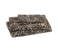 Elite Home Products Parure de lit en Microfibre 90 g/m² avec Poche Profonde, Motif léopard Zara, Grand lit