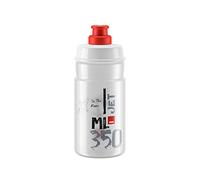 ELITE Jet Bidon Cyclisme - Légère Valve Push-Pull - Transparent Logo Rouge - 350ml ø66mm - Pour Route VTT Gravel