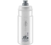 Elite Jet Green Bidon Cyclisme 550ml Transparent Logo Gris - Gourde Vélo Écologique Valve Push-Pull - Pour Route VTT Gravel