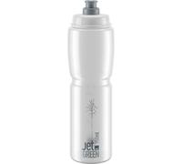 Elite Jet Green Bidon Cyclisme 950ml Transparent Logo Gris - Gourde Vélo Écologique Valve Push-Pull - Pour Route VTT Gravel
