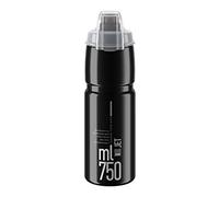 ELITE Jet Plus Bidon Cyclisme 750ml Noir Logo Gris Biodégradable - Gourde Vélo Sans BPA Bouchon Protecteur - Pour Route VTT Gravel MTB