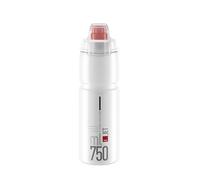ELITE Jet Plus Bidon Cyclisme 750ml Transparent Logo Rouge Biodégradable - Gourde Vélo Sans BPA Bouchon Protecteur - Pour Route VTT Gravel MTB