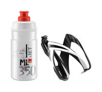 Elite Kit CEO Negro Brillo + Bidón Jet 350ml Transparente Logo Rojo, Portabidón y Botella Infantil Para Bici Niño
