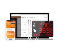 Elitech Thermomètre Hygromètre Sans Fil avec Capteur Externe 2x2m, Enregistreur de Données Réutilisable Grand Ecran, Stockage et Exportation des Données pour Entrepôt Serre Laboratoire, DR-230W-THDE