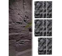 Elitix Panneaux Muraux 3D Revêtement Mural en Imitation Pierre Noire pour Salle de Bain Et Terrasse, Panneaux de Parement Extérieur, Décoration Murale 3D Artificielle, Revêtement Texturé(8 pcs)