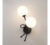 Elksdut Applique Murale Globe Nordique à 2 Lumières Applique Murale en Verre Applique Murale du Milieu du Siècle Magic Bean Globe Luminaire Mural Prise G9 pour Salon Chambre Couloir Restaurant