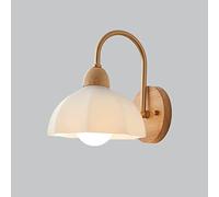 Elksdut Applique Murale Moderne en métal décorative en Bois E27, éclairage pour Couloir, allée, Chevet, Salle d'étude, Salle de Bain avec Abat-Jour Blanc élégant