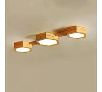 Elksdut Plafonnier LED en Bois, Géométrie Bois Plafonniers Fer Art Luminaire Encastré, Allée Créative Balcon Plafonnier pour Salon Salon Cuisine Salle À Manger