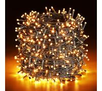 ELKTRY 100M 1000 LED Lumières d'Arbre de Noël Extérieur/Intérieur, Fil Vert Guirlandes de Noël sur secteur, Ultra Lumineux 8 Modes Lumières Étanchs pour Décoration de Mariage, Blanc Chaud