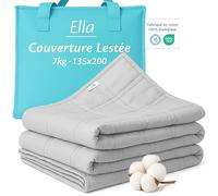 Ella Couverture Lestée Adulte 135x200cm 7kg - Couverture Pondérée Relaxante & Calmante - 7 Couches, Perles de Verre Hypoallergéniques, Couche Externe Coton Doux & Rafraîchissant - Weighted Blanket