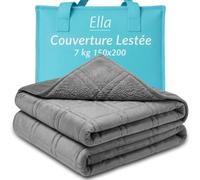 Ella Couverture Lestée Adulte 150x200cm 7kg Polaire Sherpa, Couverture Pondérée Relaxante, Calmante, 7 Couches, Perles de Verre Hypoallergéniques, Couche Externe Coton Doux & Rafraîchissant