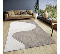 ELLE Decoration Alice Tapis de Salon, à Poils Longs, Design Shaggy Bicolore, Motif Moderne, Moelleux, Doux, pour Salon, Chambre à Coucher, Chambre d'adolescent, crème, Gris, 80 x 150 cm