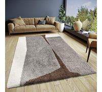 ELLE Decoration Jade Shaggy Tapis de Salon, à Poils Longs, Bicolore, Motif Moderne, Moelleux, Doux, pour Salon, Chambre à Coucher, Chambre d'adolescent, crème, Marron, 160 x 230 cm