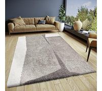 ELLE Decoration Jade Shaggy Tapis de Salon, à Poils Longs, Bicolore, Motif Moderne, Moelleux, Doux, pour Salon, Chambre à Coucher, Chambre d'adolescent, Gris crème, 120 x 170 cm