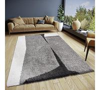 ELLE Decoration Jade Tapis de Salon à Poils Longs, Design Shaggy Bicolore, Motif Moderne, Moelleux, Doux, pour Salon, Chambre à Coucher, Chambre d'adolescent, crème Noir, 120 x 170 cm