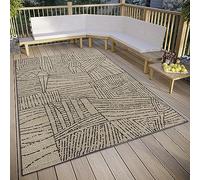 ELLE Decoration Léo Tapis d'intérieur et d'extérieur, Design à Tissage Plat, Moderne, résistant aux intempéries et aux UV, pour Salon, Couloir, Balcon, terrasse, Jardin, crème Noir, 160 x 230 cm