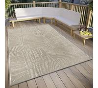 ELLE Decoration Léo Tapis d'intérieur et d'extérieur, Design à Tissage Plat, Moderne, résistant aux intempéries et aux UV, pour Salon, Couloir, Balcon, terrasse, Jardin, crème Beige, 80 x 150 cm