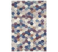 Elle Decoration Manosque Tapis à poils courts robuste - Style bohème ethnique - Aspect vintage - Moderne et moelleux - Multicolore - Pour salon, cuisine, couloir ou salle à manger - Myrtille crème - 80 x 150 cm