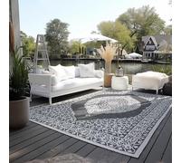 Elle Decoration Tapis Oriental réversible résistant aux intempéries et imperméable - Design Vintage - Tapis d'extérieur Oriental pour Jardin, Balcon, terrasse, Salon - Noir, 160 x 230 cm