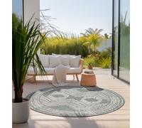 ELLE Decoration Tapis Rond pour l'intérieur et l'extérieur - Tapis réversible résistant aux intempéries et imperméable - Motif bohème Ethnique Moderne - Tapis d'extérieur Rond pour Jardin, Balcon,