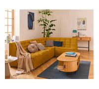 Best mobilier Canapé d'angle modulable Ellie 4 places réversible velours texturé Jaune