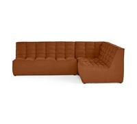 Best Mobilier Canapé Ellie modulable d'angle réversible 4 places en velours texturé Terracotta