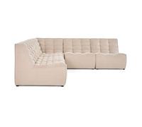Ellie - canapé modulable d'angle réversible 5 places en velours texturé - Beige