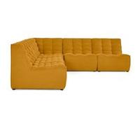 Best Mobilier Canapé modulable d'angle Ellie 5 places velours texturé réversible Jaune