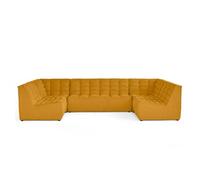 Best Mobilier – Canapé modulable Ellie – 7 places – velours texturé – Jaune