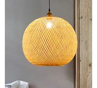 Ellipsoïde Tissé À La Main En Bambou Suspension Lustre En Bambou Naturel Plafonnier Plafonnier Lustre De Style Rural Pour Salle À Manger, Salon De Thé, Salon