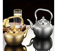 EllMORELA-Bouilloire à Eau en Acier Inoxydable, Théière avec Filtre, Théière pour Hôtel, Cafetière, Cuisinière à Induction, ThUNICEF, 1.2 L, 1.5 L, 2L, 1Pc Gloden 1.5L