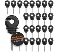 Ellofence 25x Isolateur à anneau renforcé - Pour fil et corde de clôture électrique - Isolateurs robustes en plastique résistant aux intempéries - Lot de 25