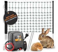 Ellofence Kit clôture électrique pour Petits Animaux - Appareil Secteur 230 V Puissant, Filet électrifiable 12 m, Mise à la Terre & testeur - Kit Mobile Complet pour Poules, Lapins & Chiens