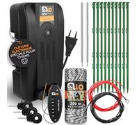 Ellofence Kit Complet clôture électrique avec 200 m de Fil - Inclut testeur LED, Appareil Secteur, piquets de clôture, Mise à la Terre & Autres Accessoires - Idéal pour Petits Animaux, Chiens & Chats