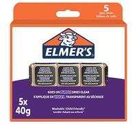 Elmer's Bâtons de colle violette | Devient transparente en séchant | Parfaite pour l'école et les travaux manuels | Lavable et adaptée aux enfants | 40 g | Lot de 5