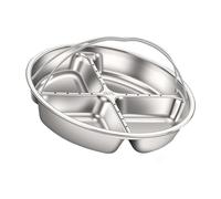 Elnwnnkc Assiette divisée en acier inoxydable 316L pour préparations de, B | Assiette à dîner divisée en plusieurs sections avec double poignée pour le contrôle des portions, la sauce, la