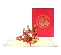 Elnwnnkc Cartes du Nouvel An 2024 Carte de vœux dragon 3D avec enveloppes Cartes de notes vierges Fournitures scolaires de bureau à domicile Cadeaux de voeux de bonne année avec enveloppes