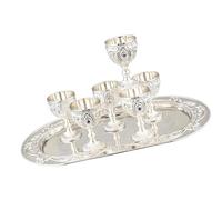 Elnwnnkc Ensemble de 6 petits verres à liqueur en métal, verre à shot en alliage de 30ML avec plateau d ' affichage pour dégustation d ' alcool et de cocktails, tasses de mélange en métal élégantes