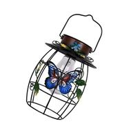 Elnwnnkc Lampe solaire à suspendre avec LED blanc chaud et contrôle intelligent de la lumière pour porche ou arrière-cour allée en fer Motif papillon