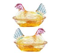 Elnwnnkc Plats à bonbons en forme de poule en de verre bol à fruits de poulet créatif avec couvercle décoration de Table assiette à Dessert décors à la maison plat à bonbons en verre de poule