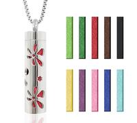 ELNX Collier Diffuseur d'Huiles Essentielles en Acier Inoxydable avec 10 Tampons | Pendentif d'Aromathérapie Bijoux Cadeau pour Femme et Homme (Fleur)